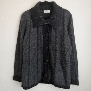 Koru New Zealand Women's Merino Wool Possum Fur Blend Cardigan Black Gray Medium